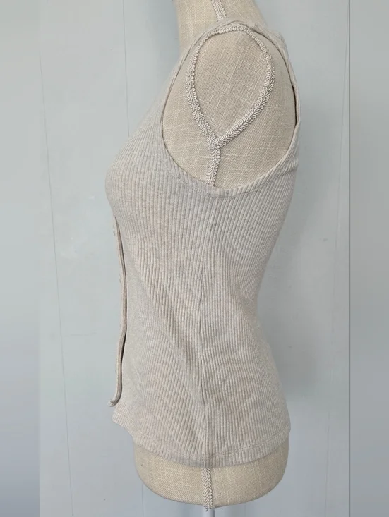 Madewell Ribbed Sleeveless Knit Tank - Light Beige - Picture 2 of 6